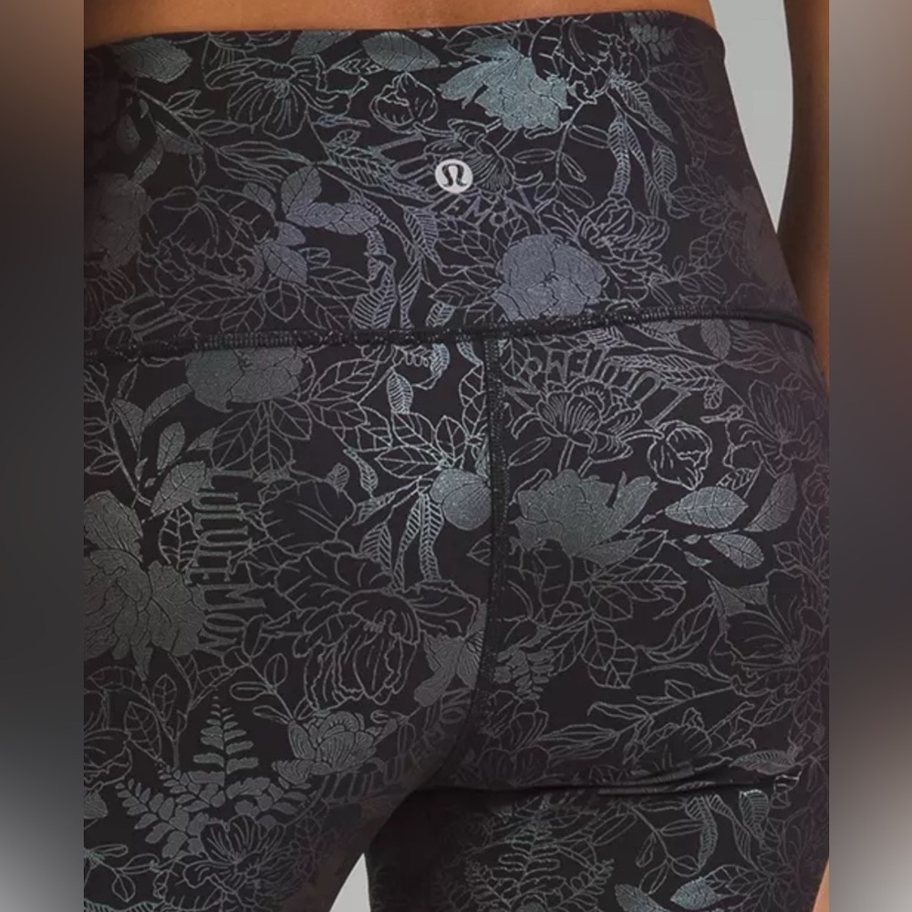 NWT Lululemon Wunder Under High-Rise Tight 25" *Shine Logo Iridescent Flor.Black